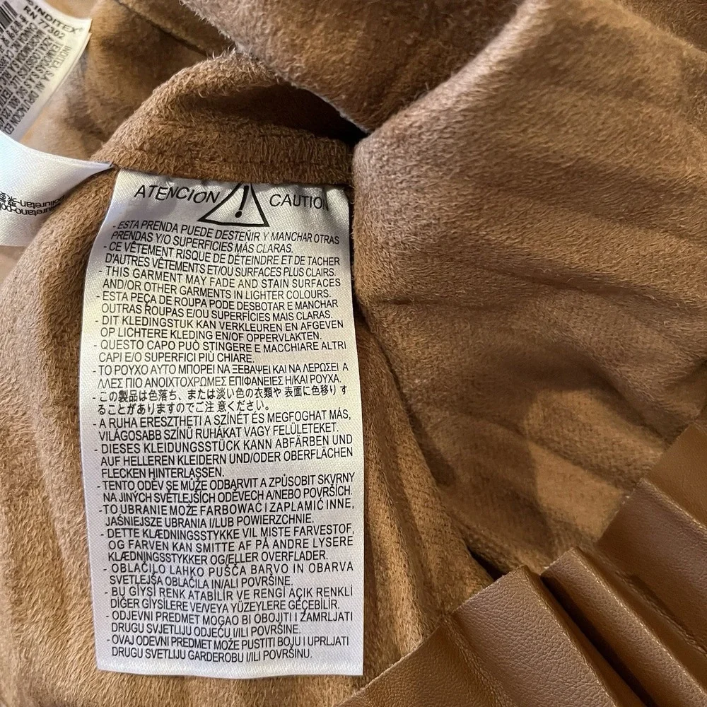 Zara Brown Faux Leather Pleated Strapless Pinafore Dress
